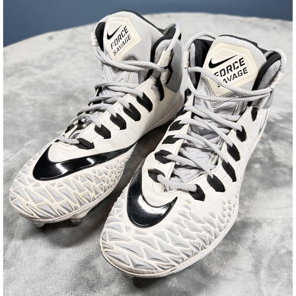 Nike Force Savage Football Cleats Shoes Mens 8.5 High White Black 902677-100